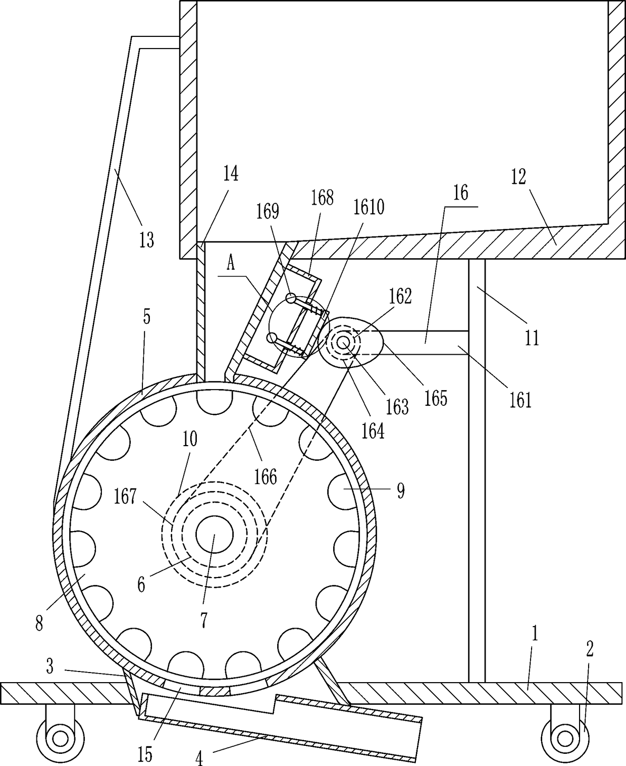 Linear pebble laying device for garden