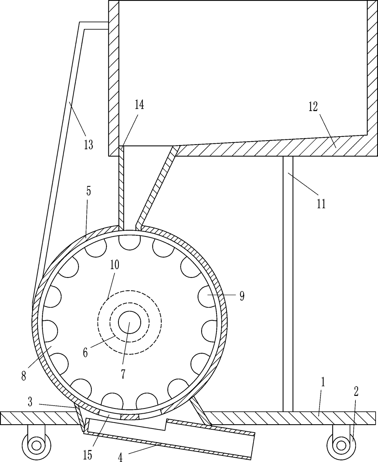 Linear pebble laying device for garden