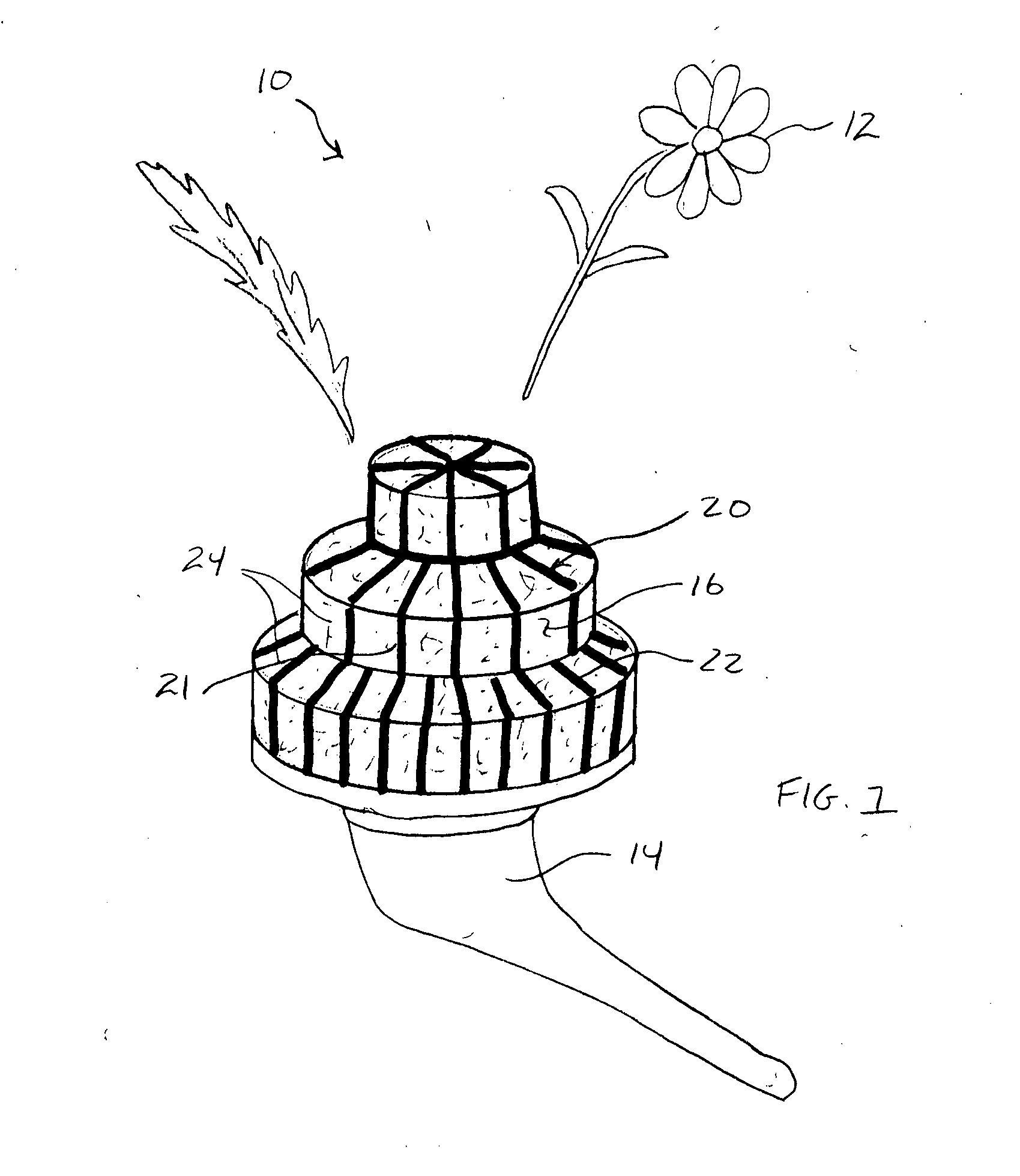 Floral arrangement holding assembly and method