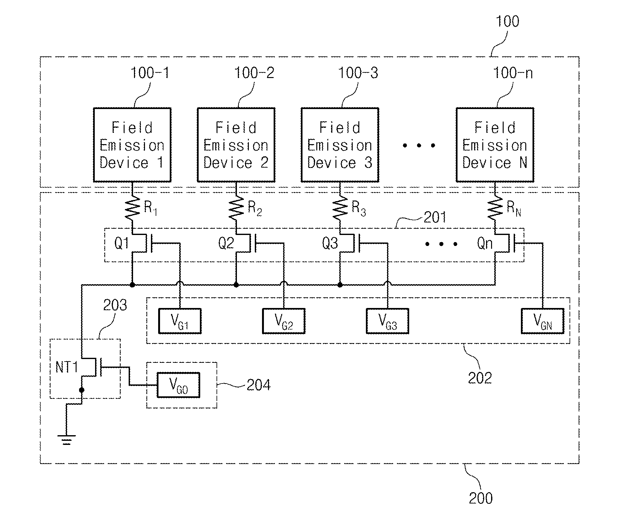 Method for driving multi electric field emission devices and multi electric field emission system