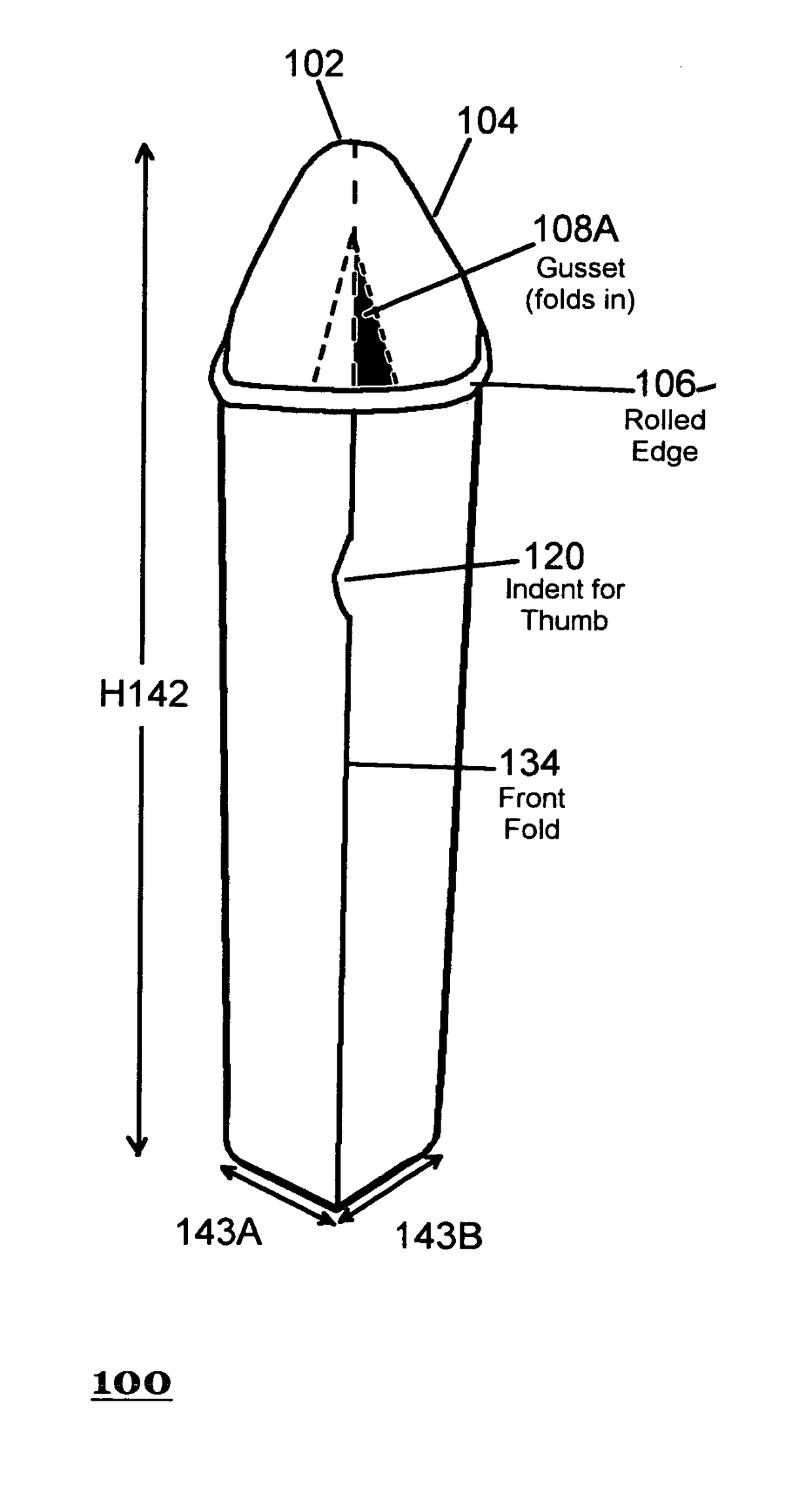 Foldable, disposable, urine receptacle