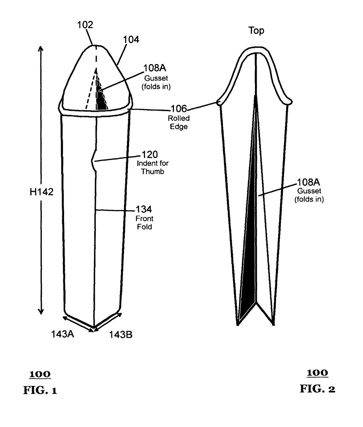 Foldable, disposable, urine receptacle