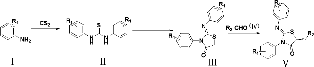 A kind of 4-thiazolidinone carboxylic acid derivative and its preparation method and application