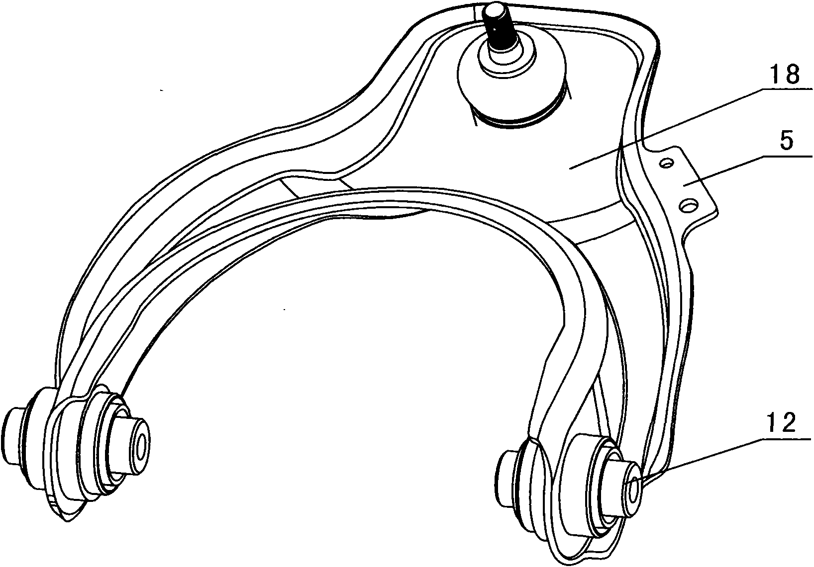 Retractable and adjustable U-shaped support arm structure for automobile chassis suspension wheel