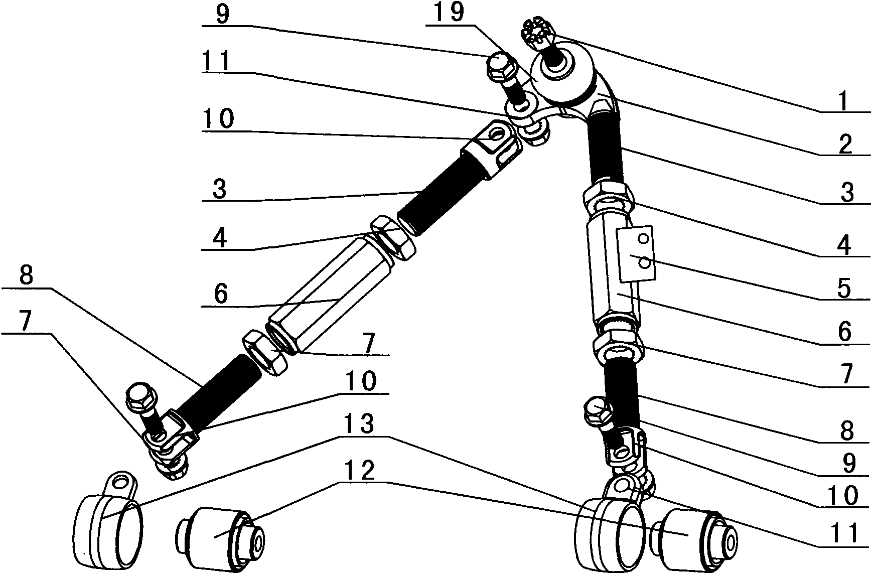 Retractable and adjustable U-shaped support arm structure for automobile chassis suspension wheel