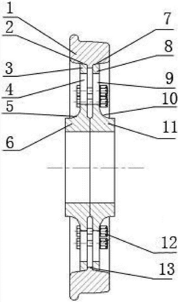 Split type structure train wheel