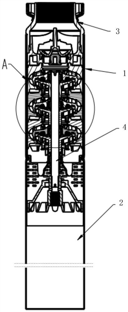 Deep-well pump and impeller transmission structure