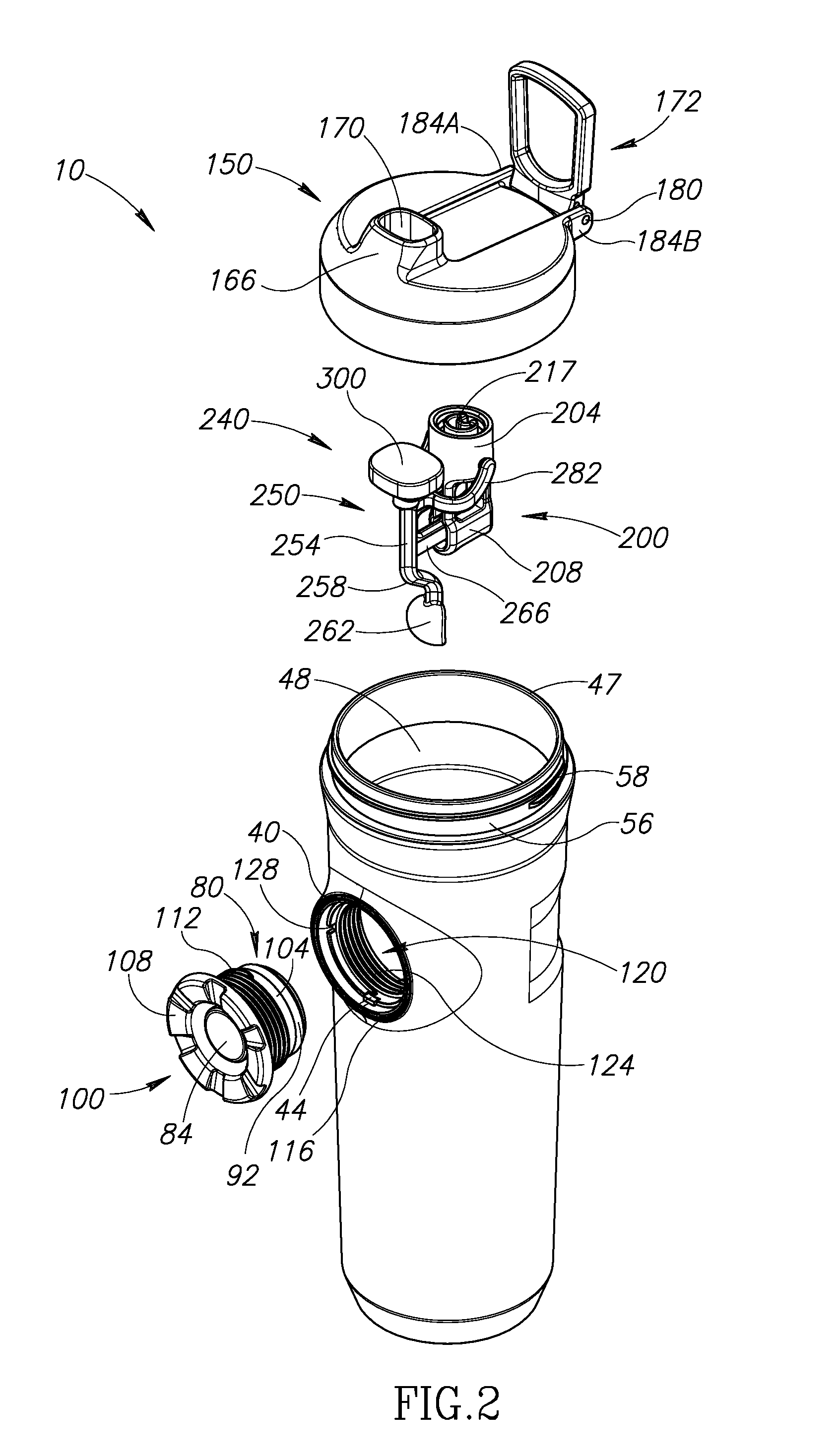 Beverage container with one-handed operation