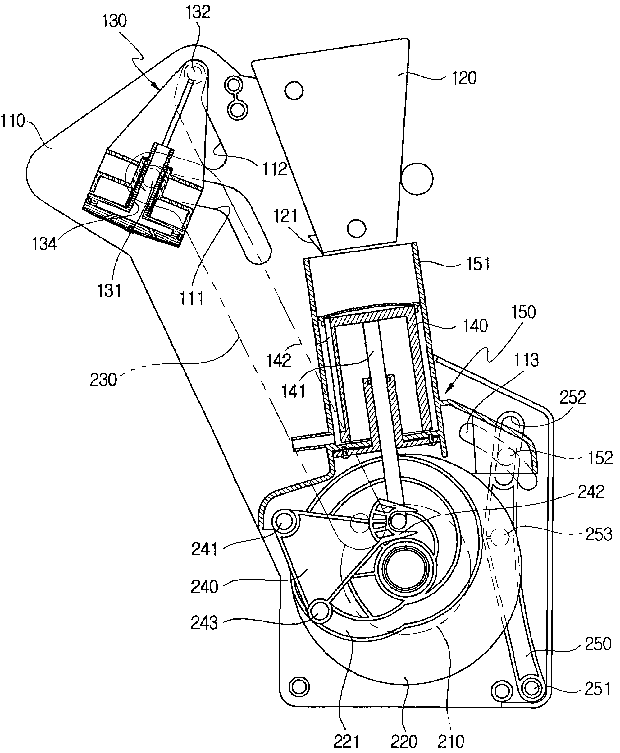 Coffee extracting apparatus for a coffee machine