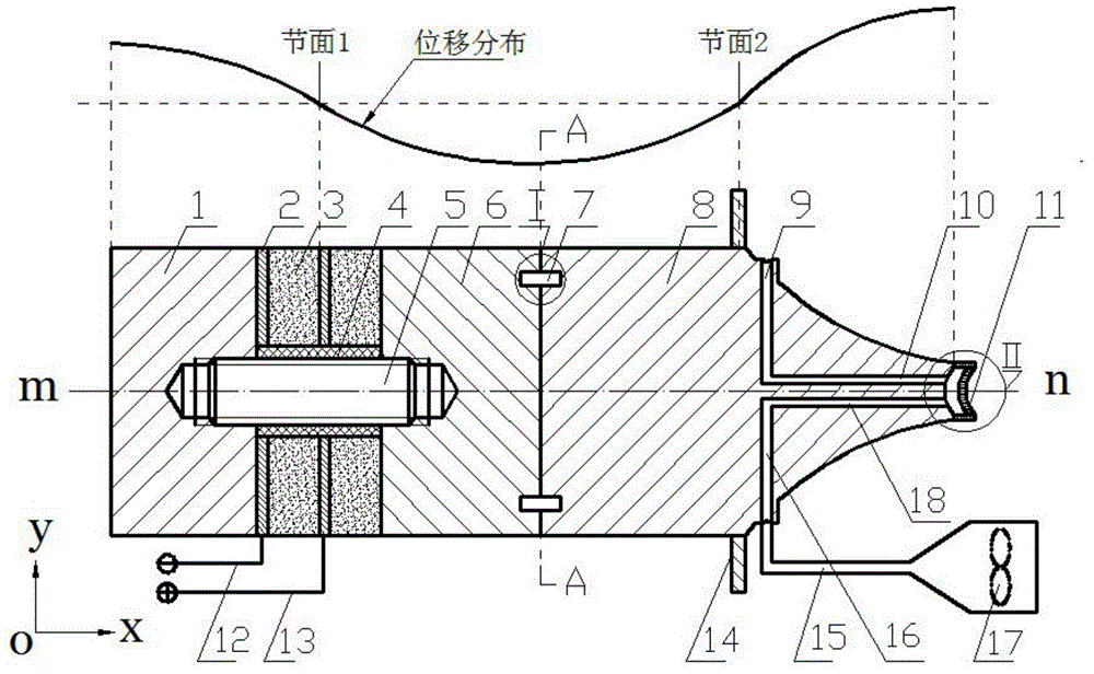 Cissoid line type low-frequency ultrasonic three-time atomizing spray head