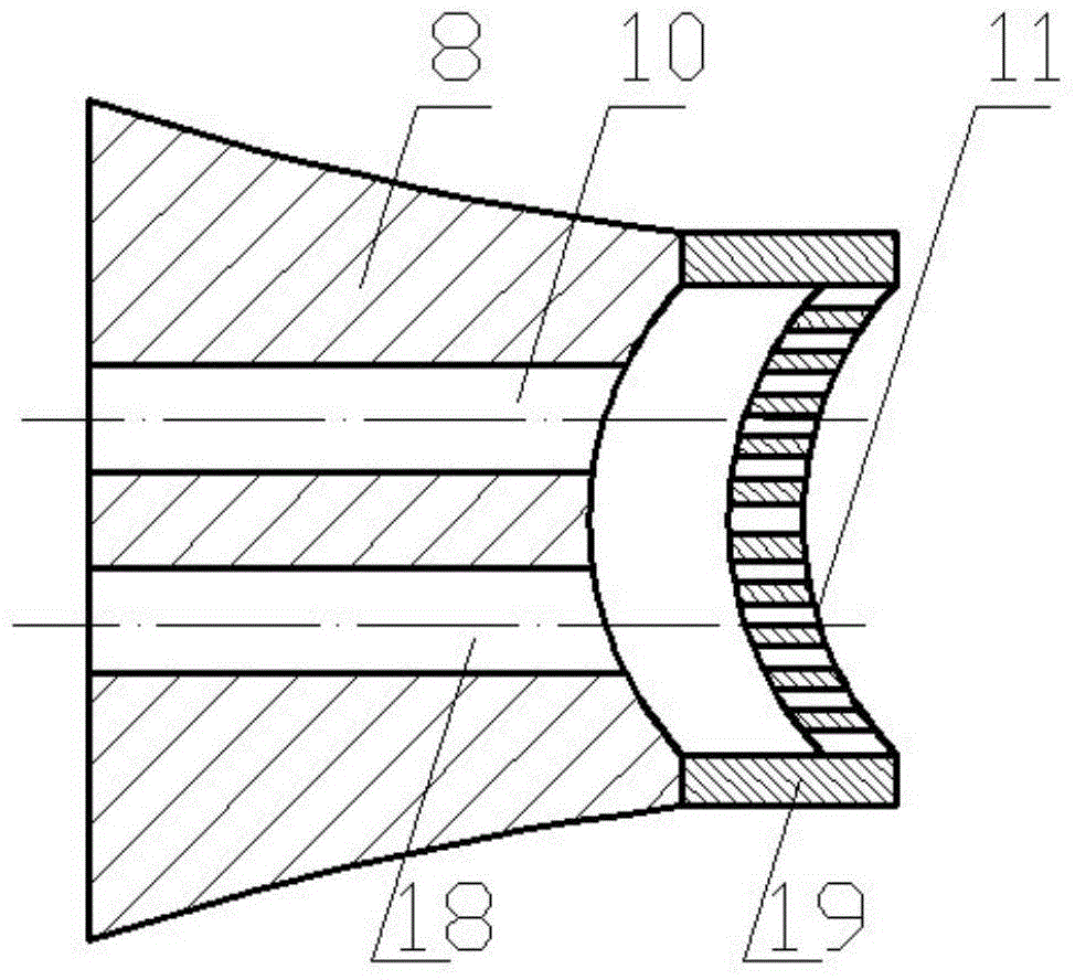 Cissoid line type low-frequency ultrasonic three-time atomizing spray head