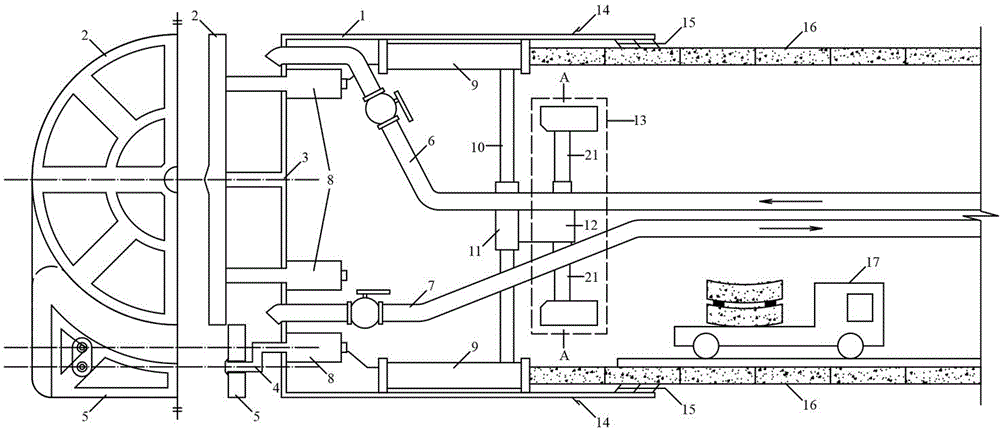 Slurry-water balanced horseshoe-shaped shield machine