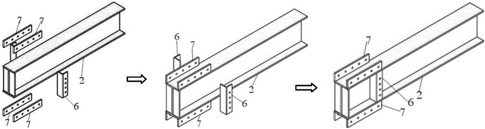 Three-side plate joint for eccentric beam-column connection and assembly method