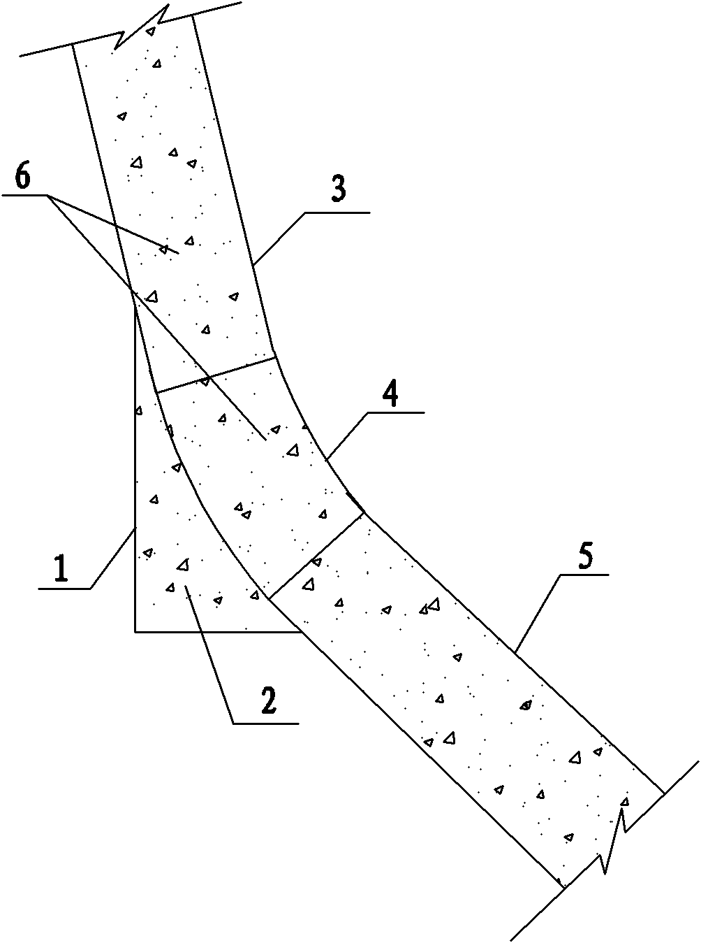 Method and device for automatically repairing breakage of inflection point of chute