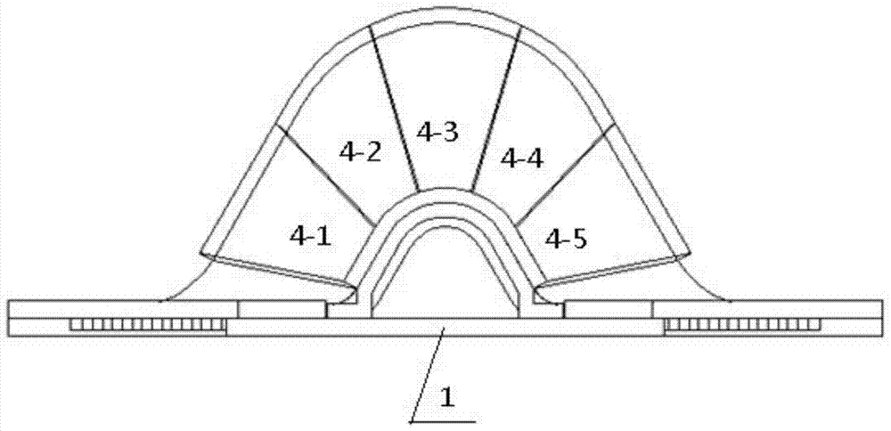 A multi-point pressurization device for controlling the density and uniformity of fabric layers stitched on complex curved surfaces