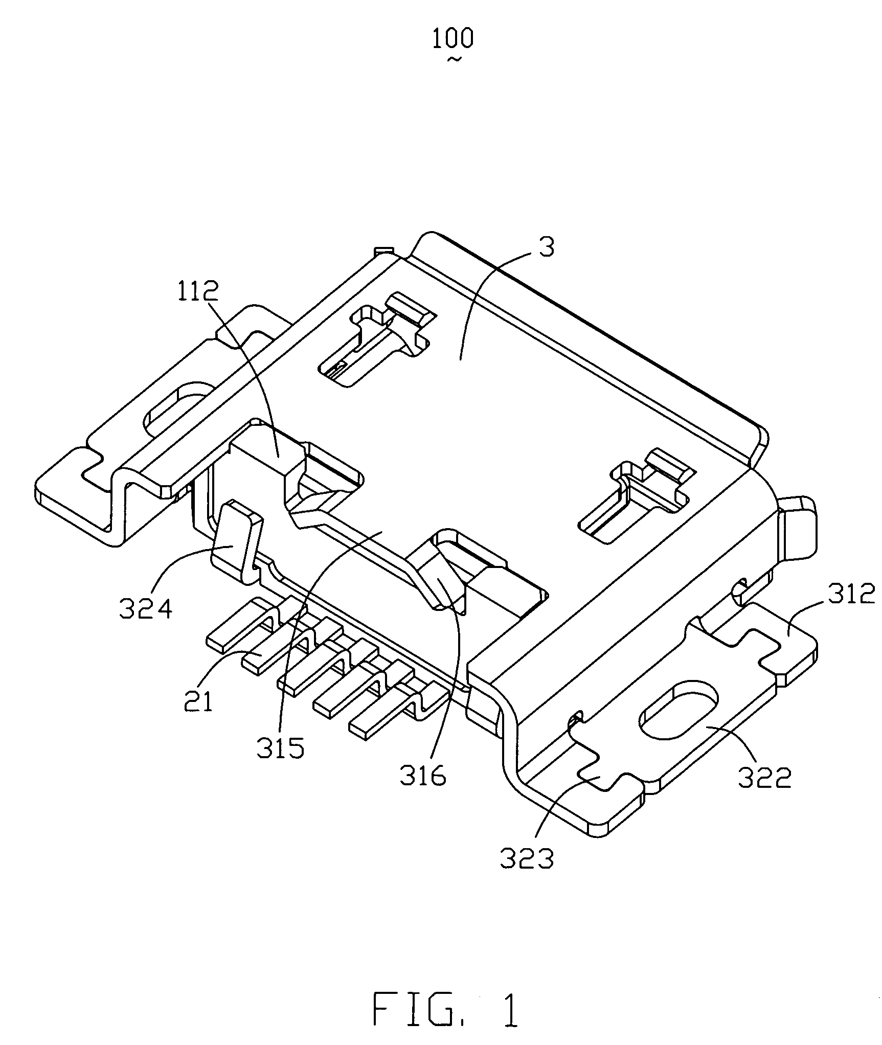 Low profile receptacle connector straddle-mounted on the PCB