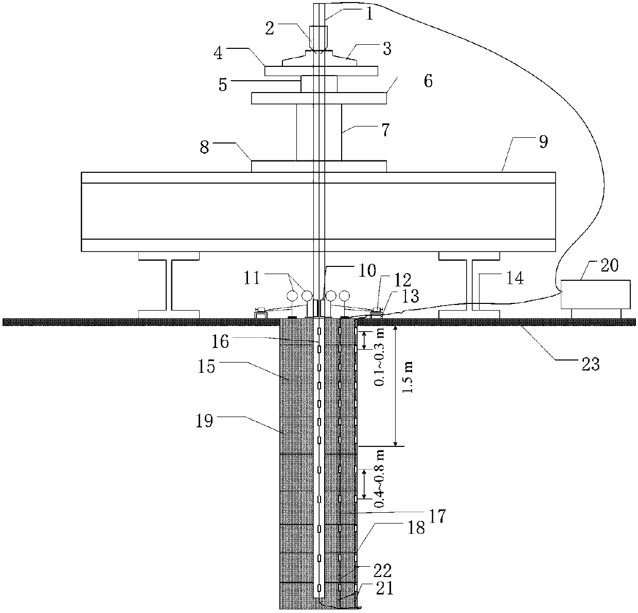 Nonmetal anti-floating anchor multi-interface shear stress combination test method