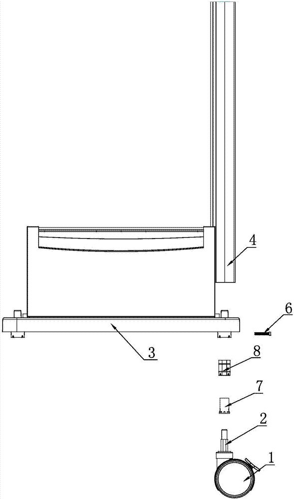 Large-torque medical trolley caster sleeving structure