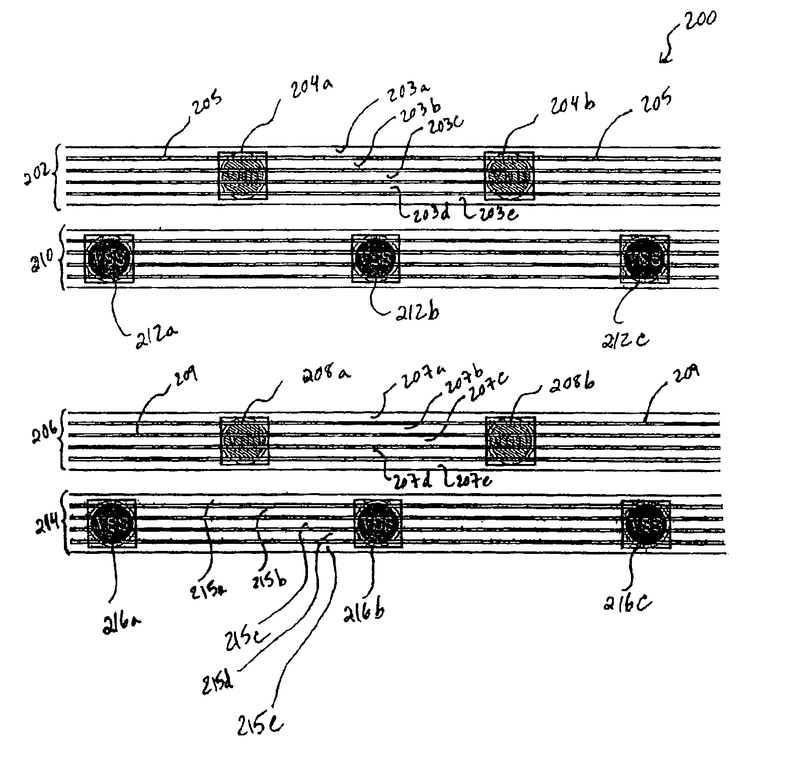 Power grid and bump pattern with reduced inductance and resistance