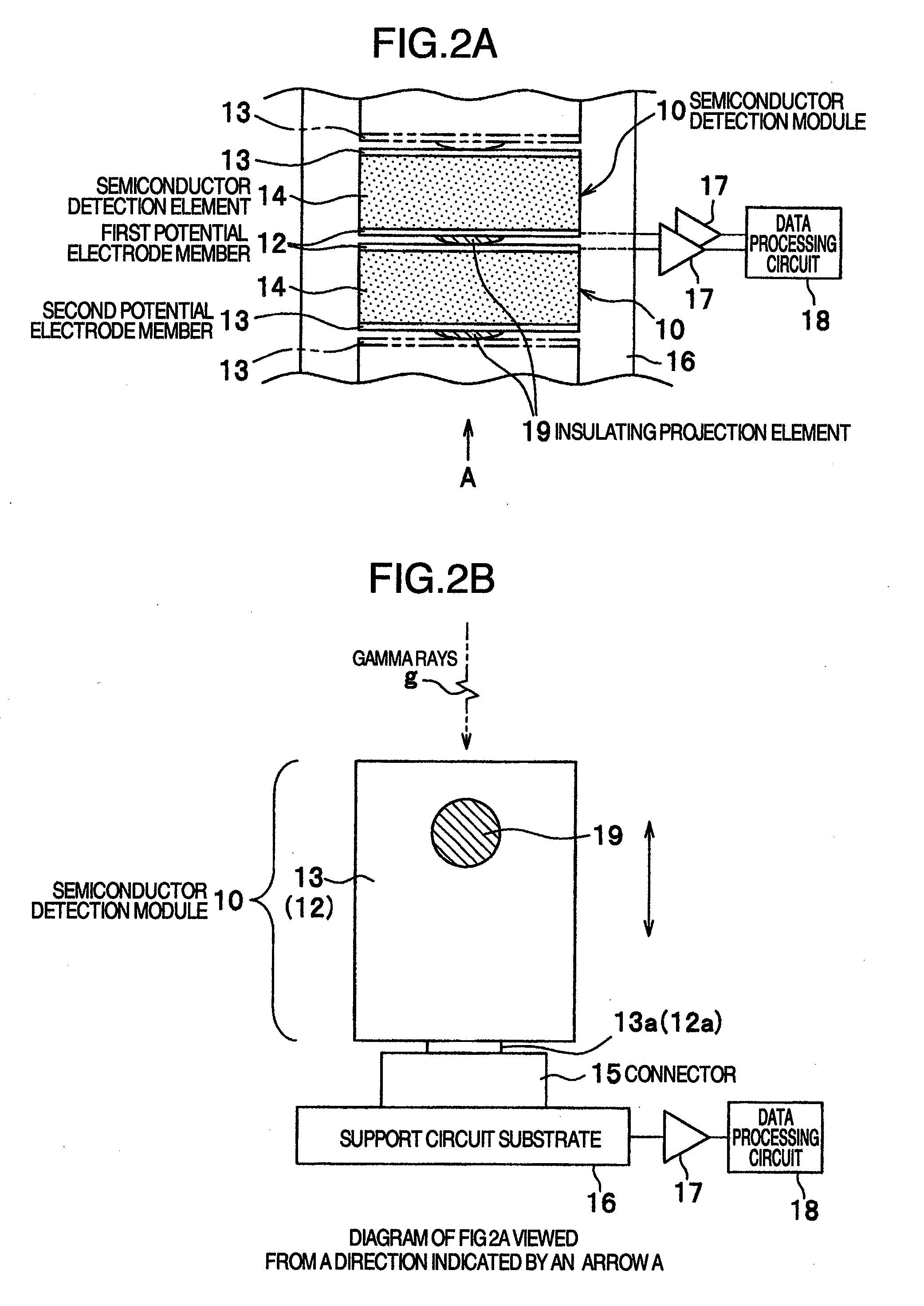 Semiconductor detection module and radiation detection apparatus and radiological imaging apparatus using the semiconductor detection module