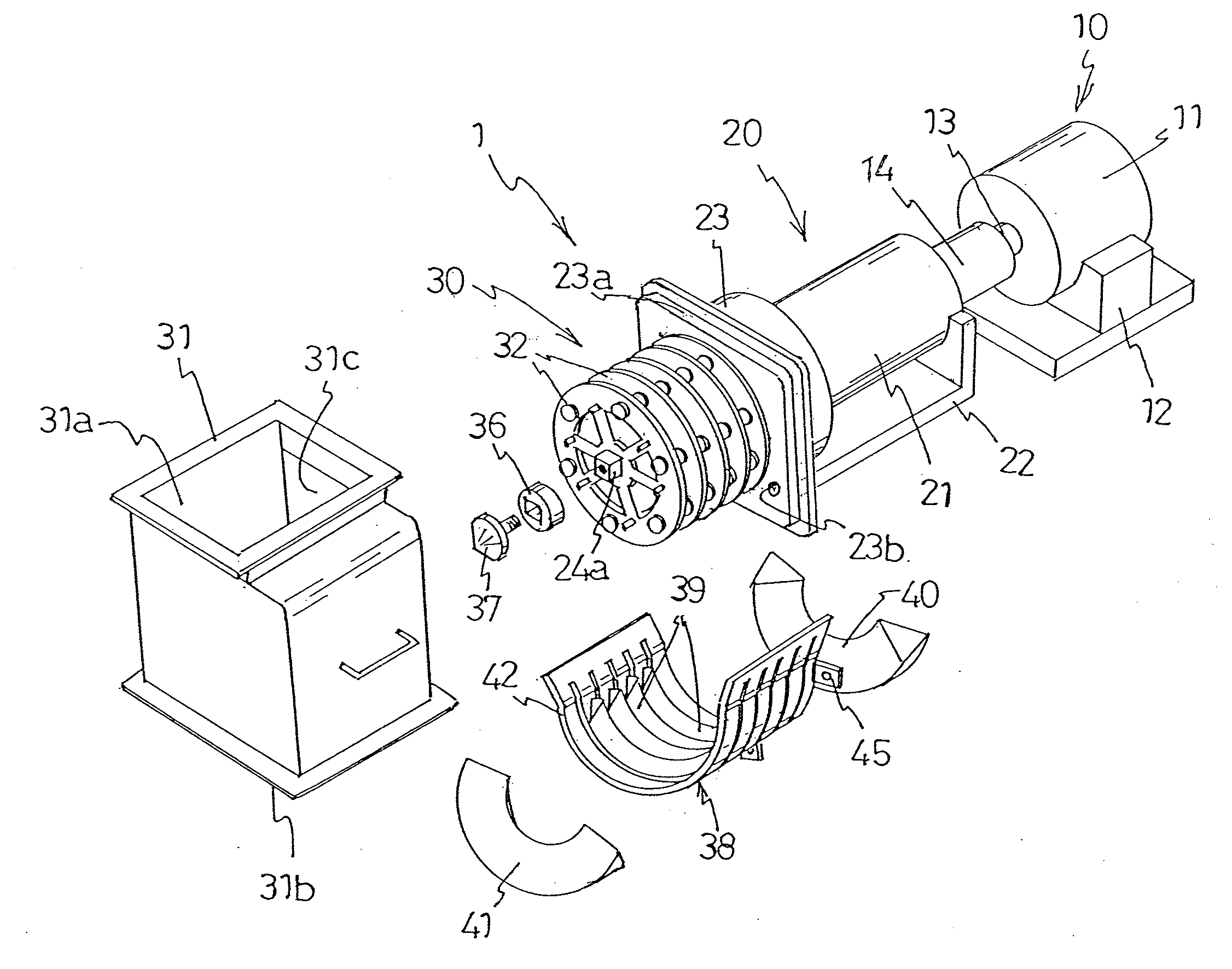 Powder and granular material crushing and sizing apparatus