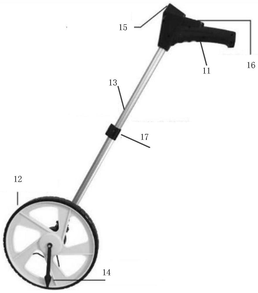 Hand-push roller range finder, hand-push roller range finder monitoring device and range finding system