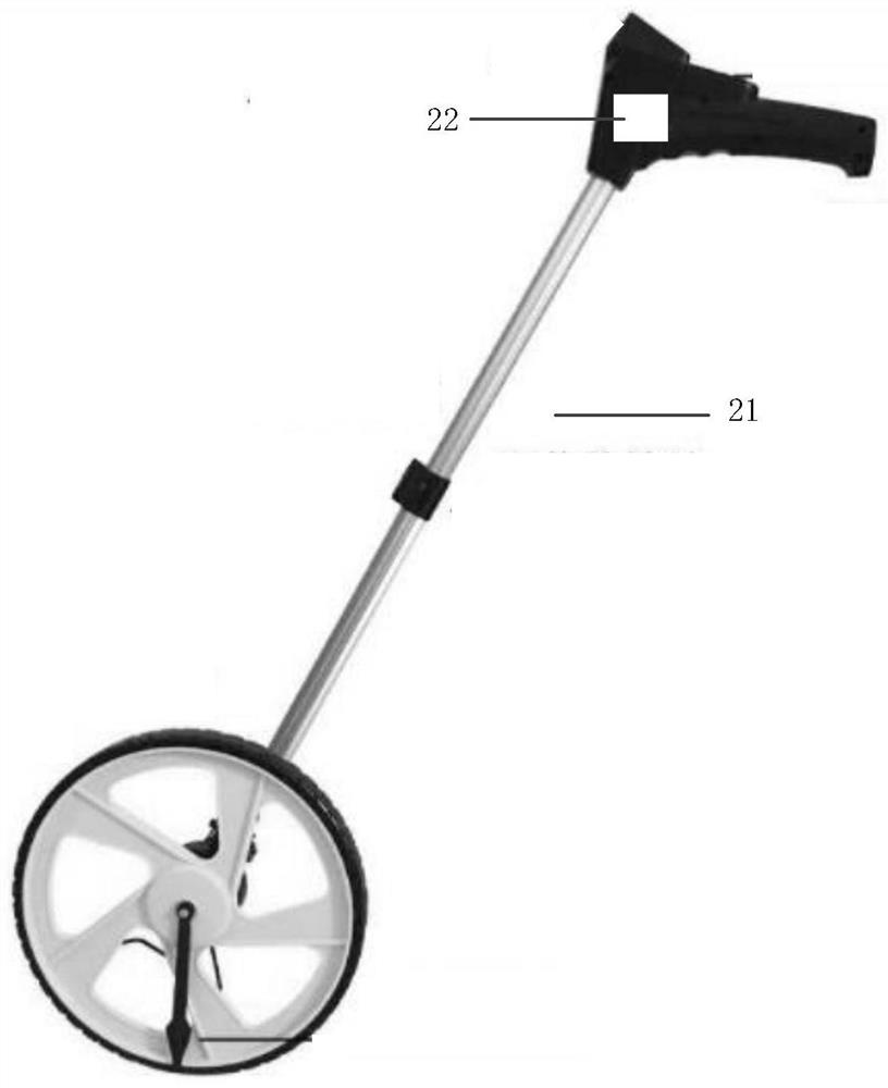 Hand-push roller range finder, hand-push roller range finder monitoring device and range finding system