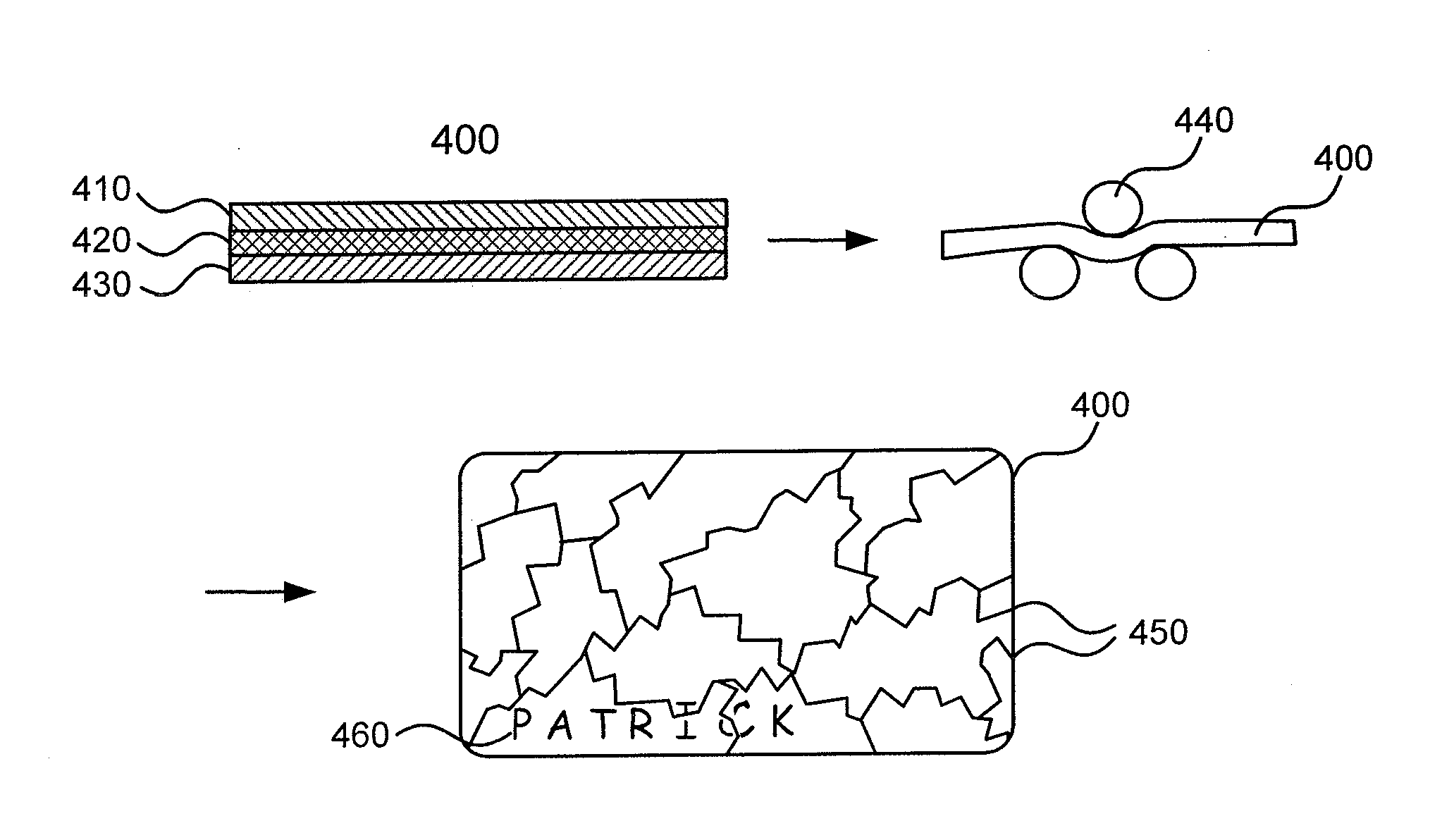 Crack embossing using diamond technology