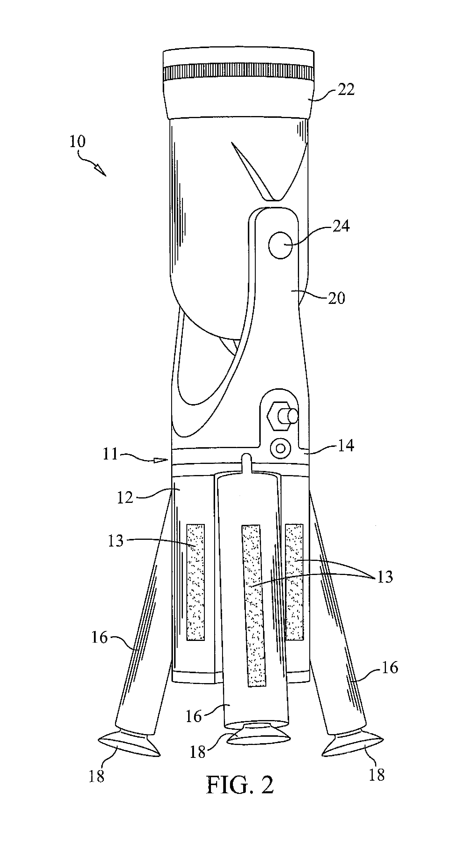 Utility light with articulating mounting legs adapted with suction cup fasteners