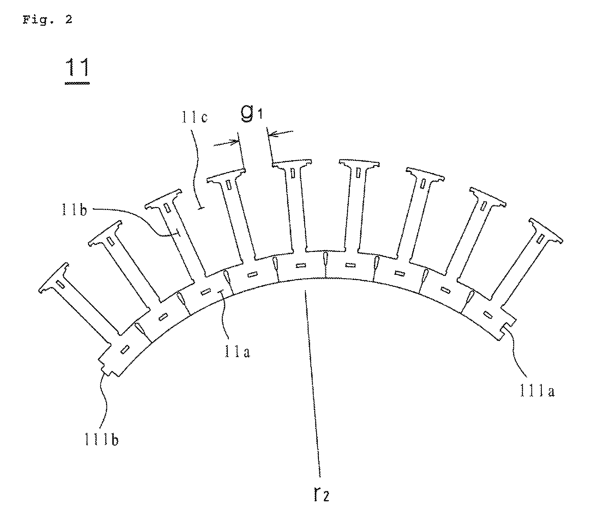 Stator core of motor for washing machine