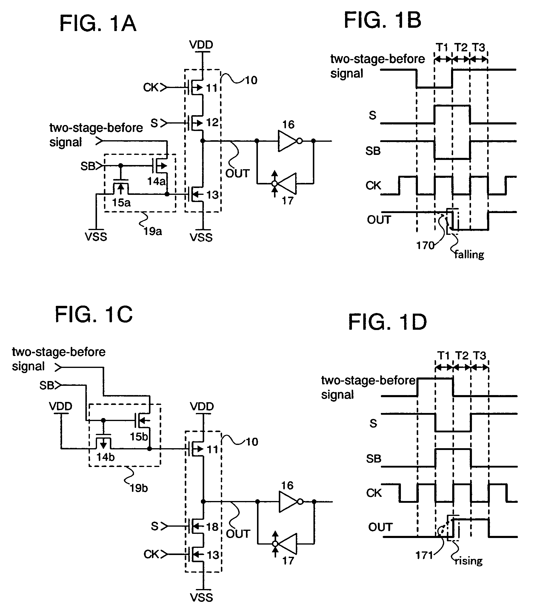 Clocked inverter, NAND, NOR and shift register