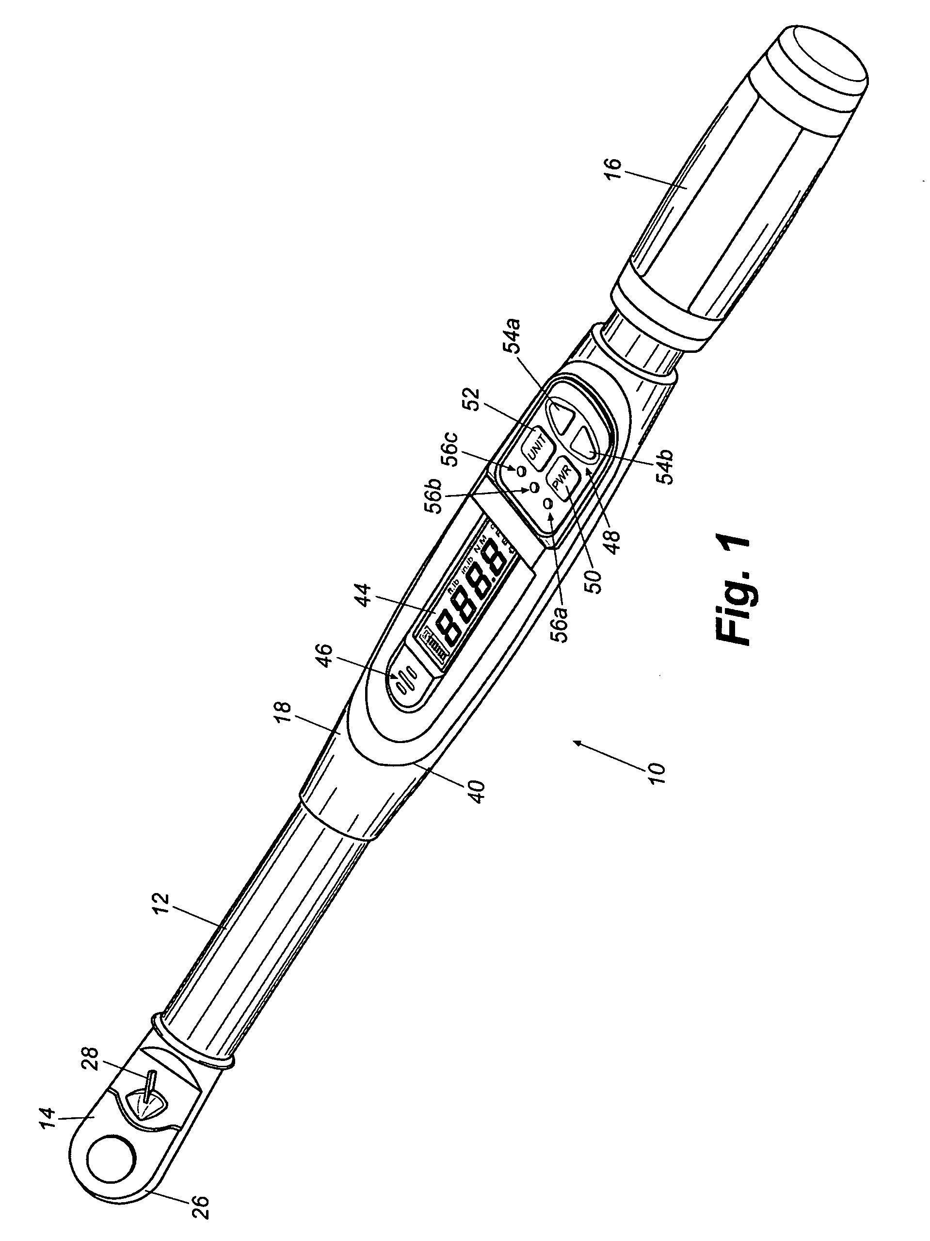 Display device for an electronic torque wrench