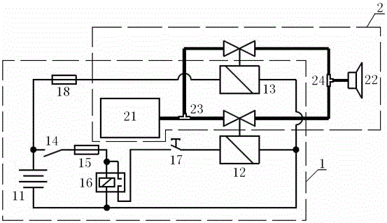 Alarm device and control method for stolen vehicle battery