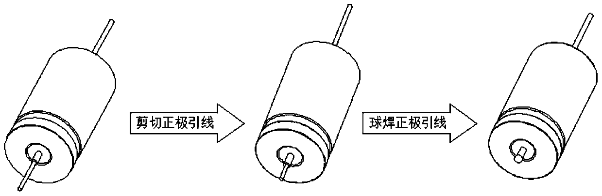 Non-electrolyte tantalum electrolytic capacitor positive and negative electrode patch welding process