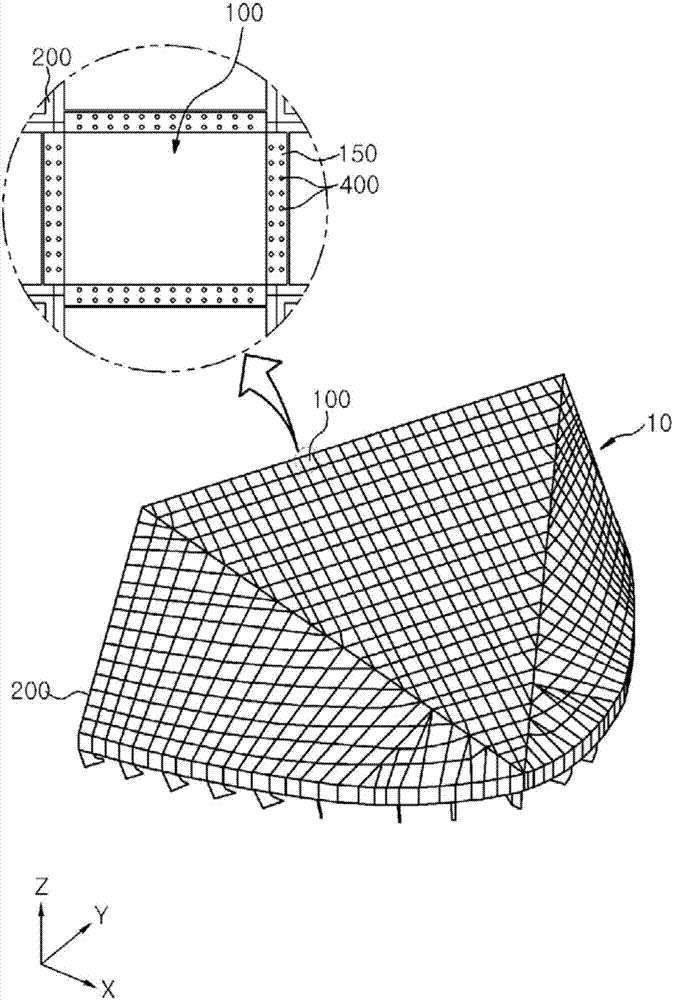 Composite panel for ship and manufacturing method therefor