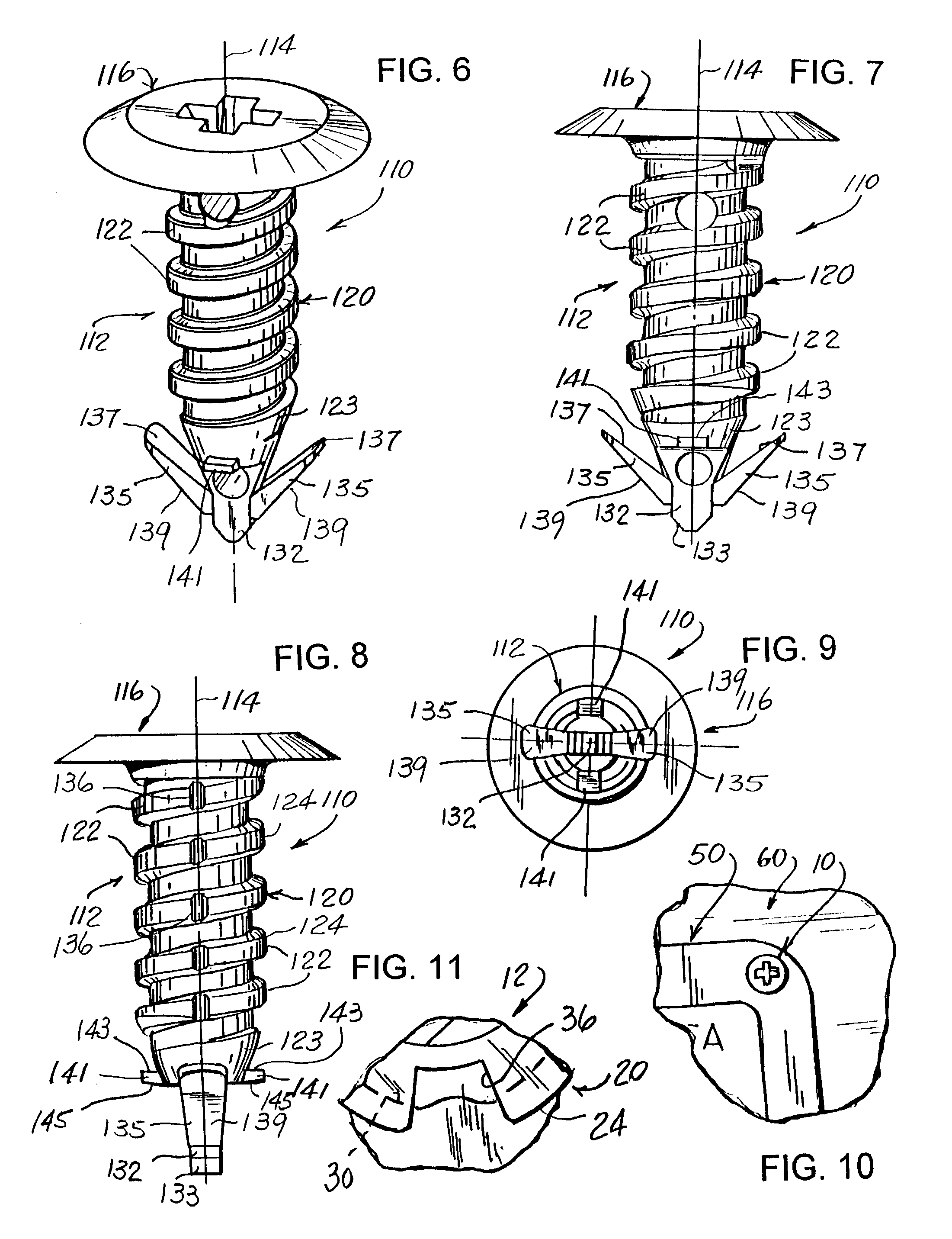 Push-in removable fastener