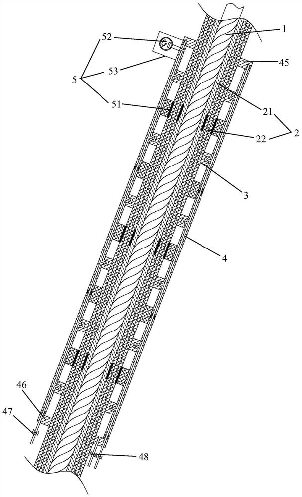 Bridge steel cable protection system with fireproof, moisture-proof and anti-theft functions