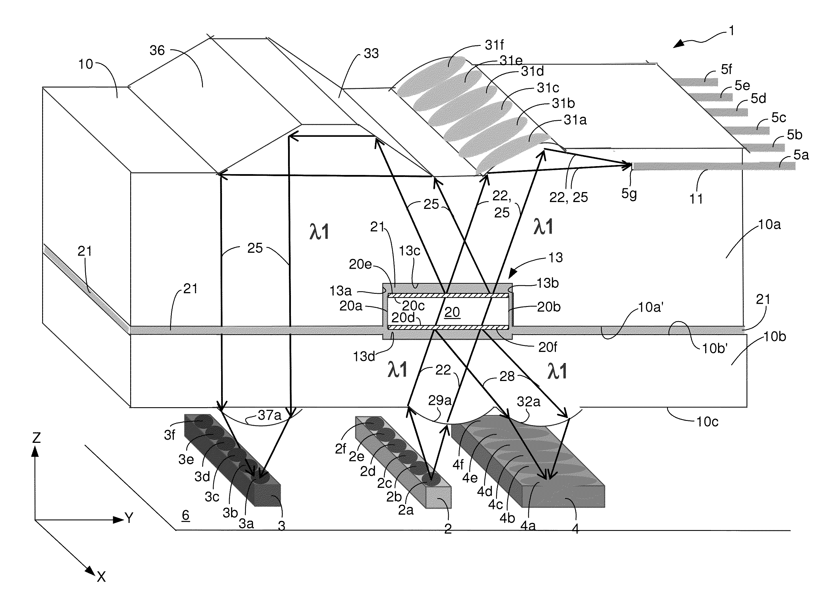 Bidirectional parallel optical transceiver module and a method for bidirectionally communicating optical signals over an optical link