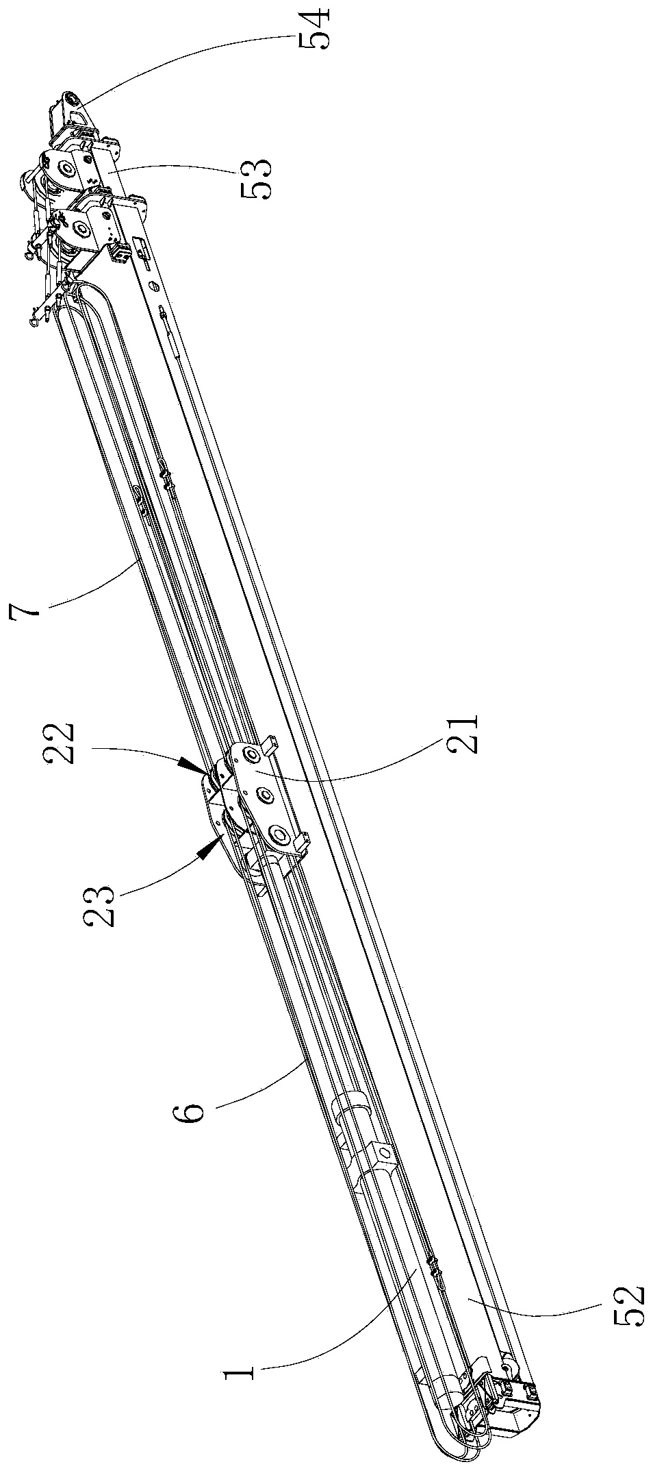 Speed increasing telescopic mechanism of boom