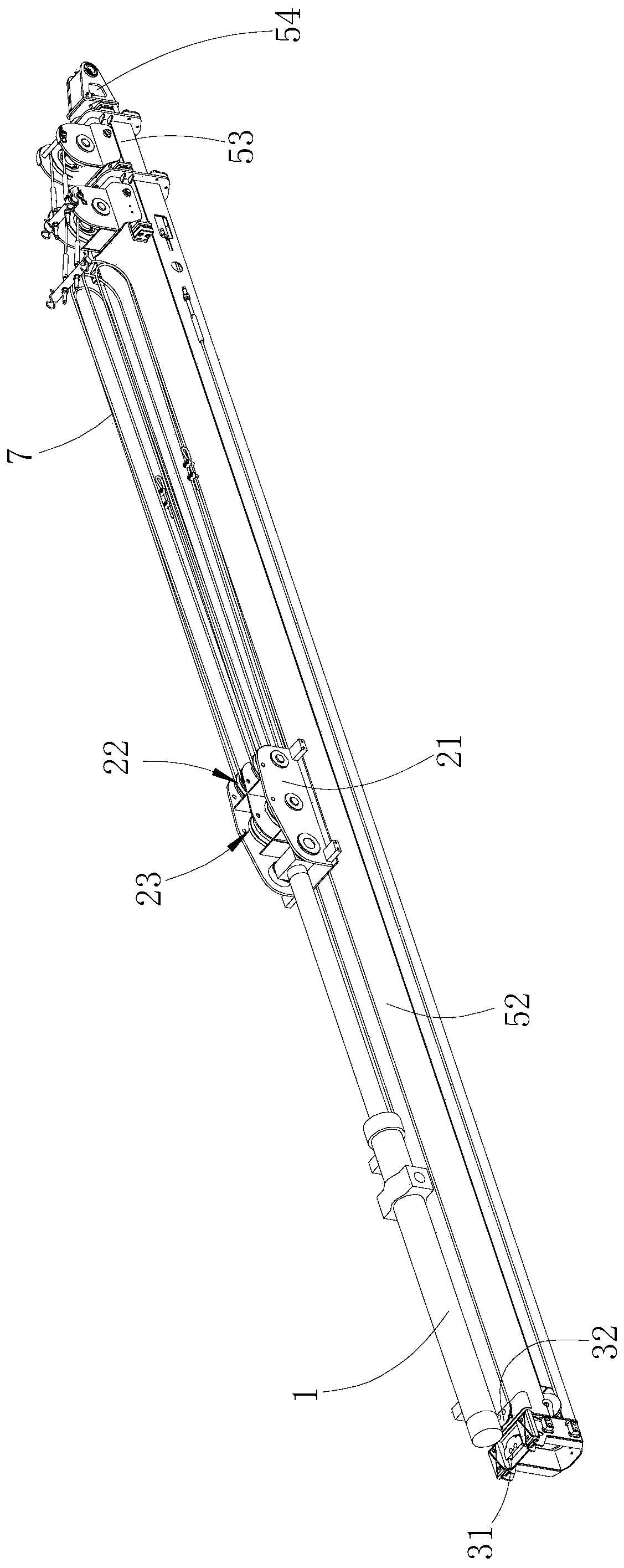 Speed increasing telescopic mechanism of boom