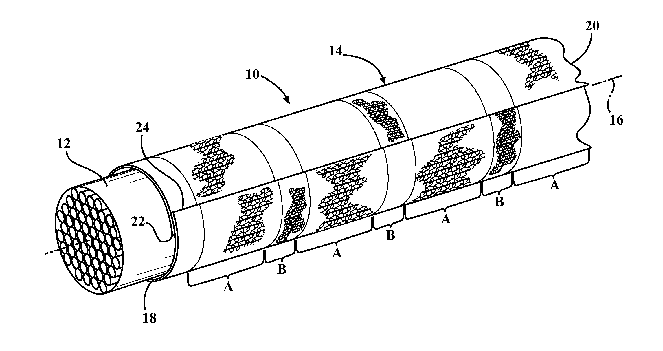 Non-kinking wrapple knit sleeve and method of construction thereof