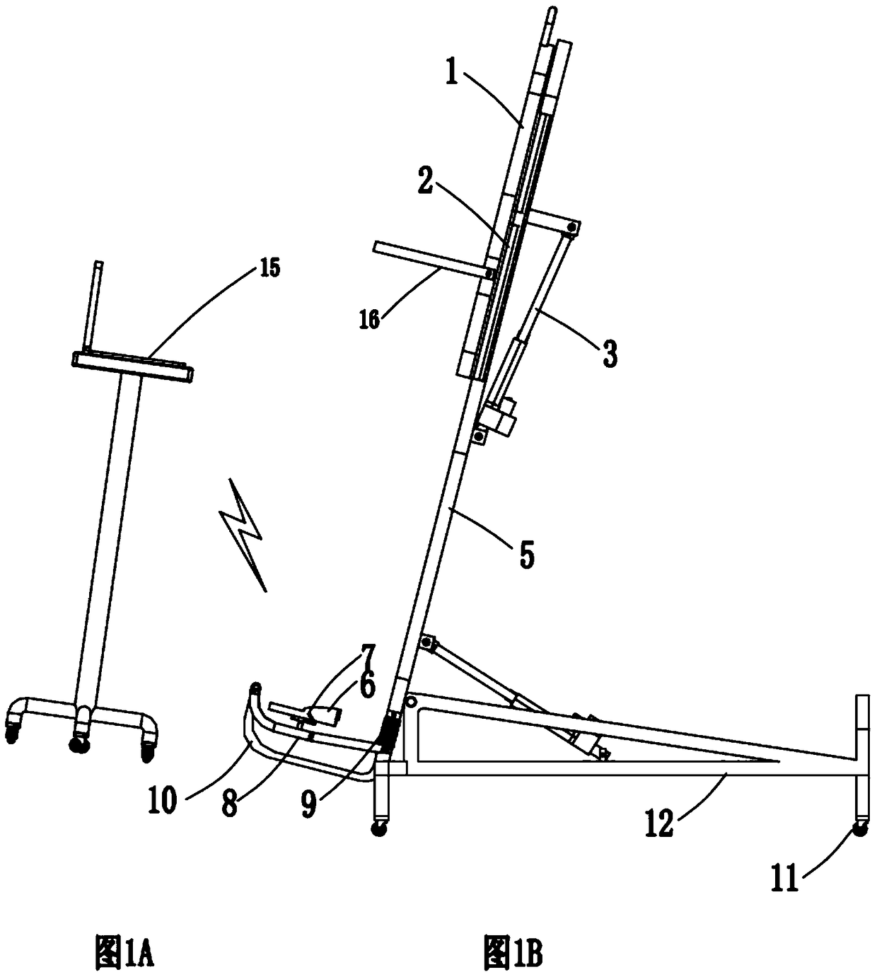 Lower body flexion and extension training standing bed with armrests