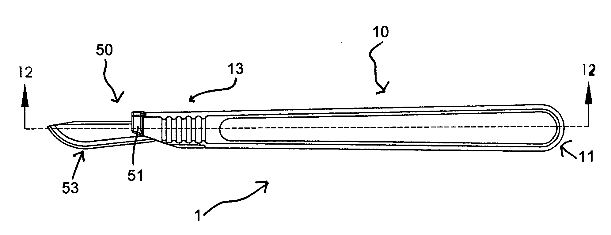 Handle with removable disposable surgical blade and blade removal system including disposal container