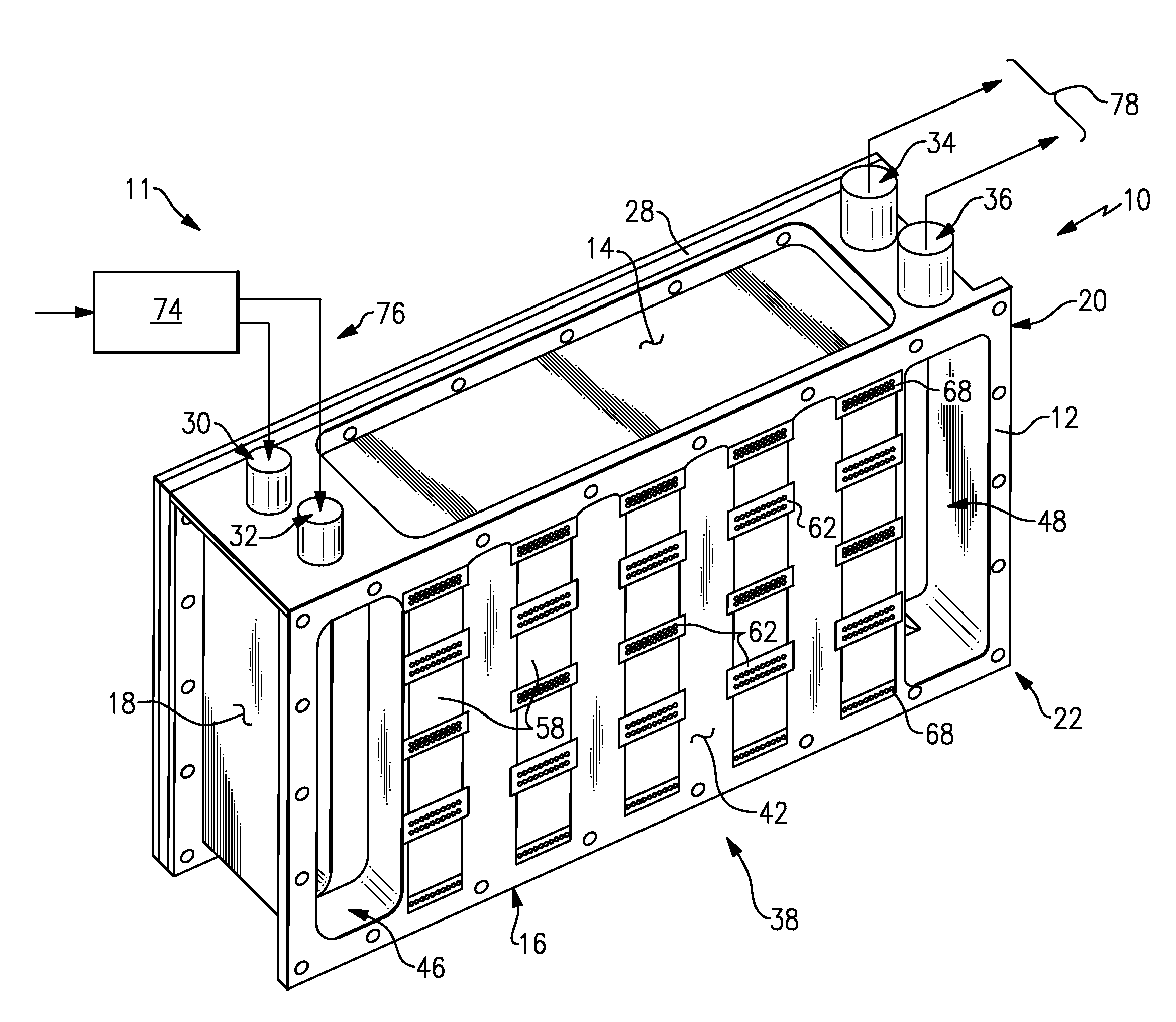 Swing bed canister with heat transfer features