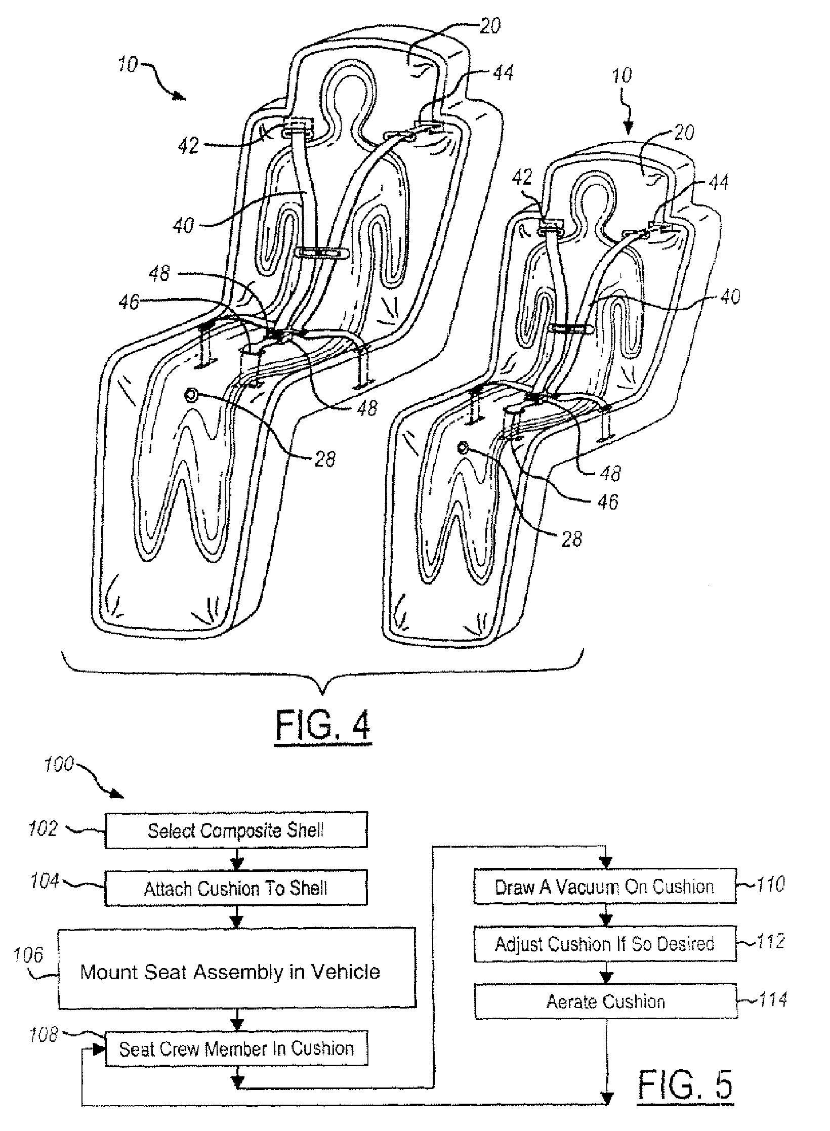 Composite shell spacecraft seat