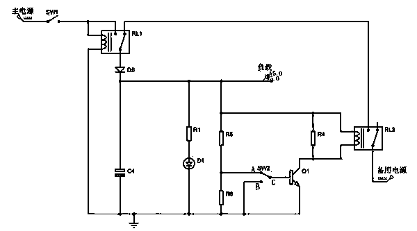 Automatic-switching and soft-power-off realizing device based on low-voltage DC power supply