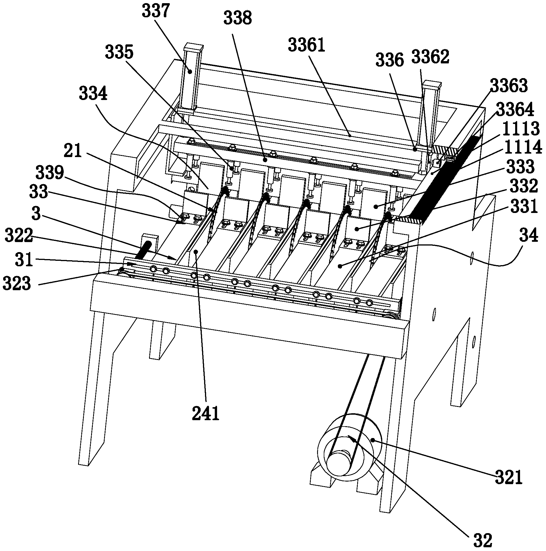 Safe type timber cutting machine with multiple cutting saw blades