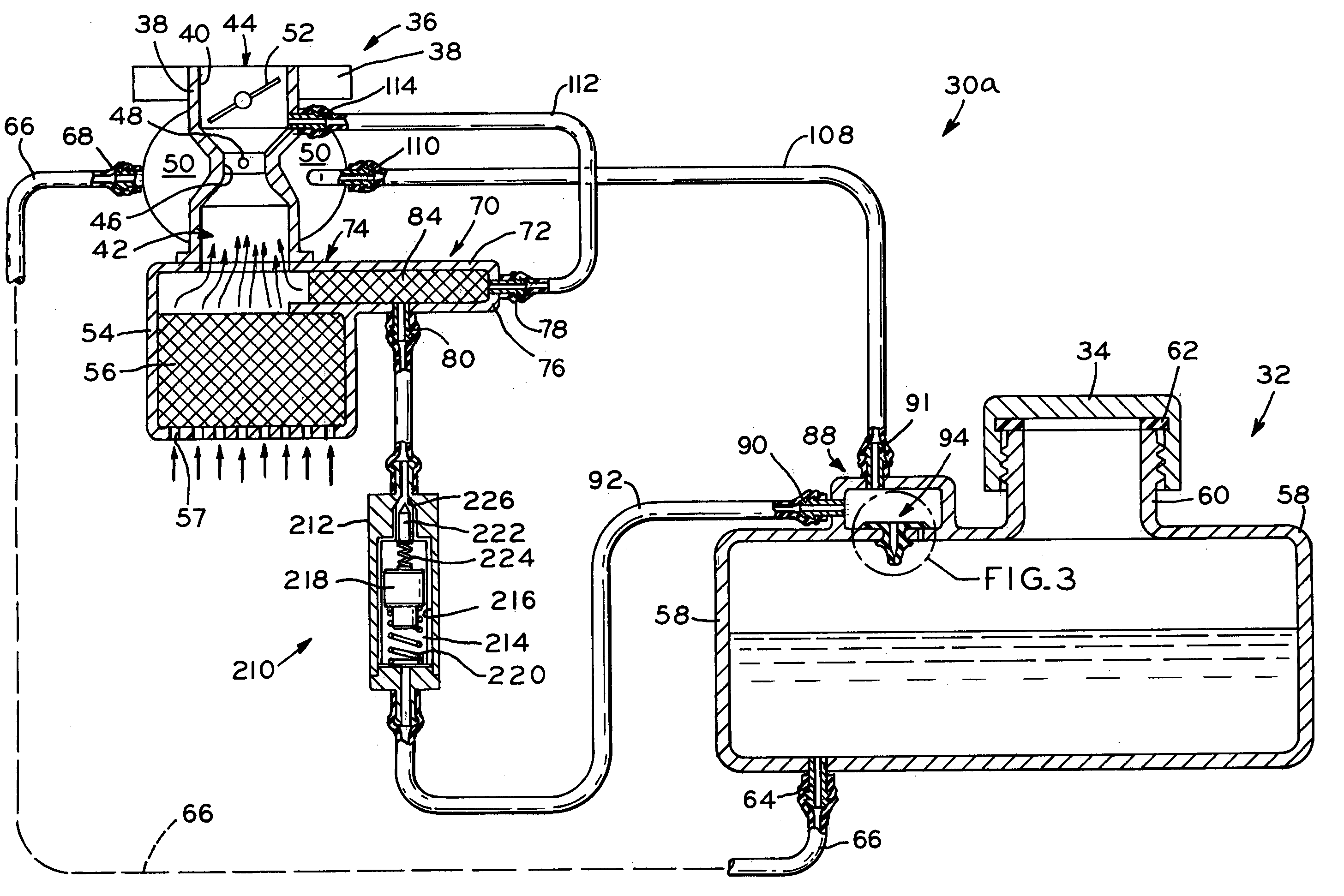 Evaporative emissions control system including a charcoal canister for small internal combustion engines