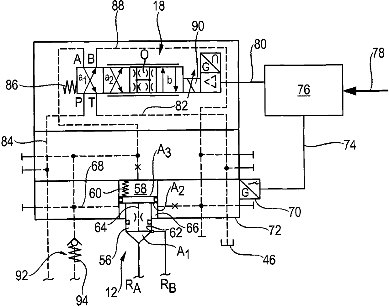 Hydraulic control lines for hydraulically controlled pouring units