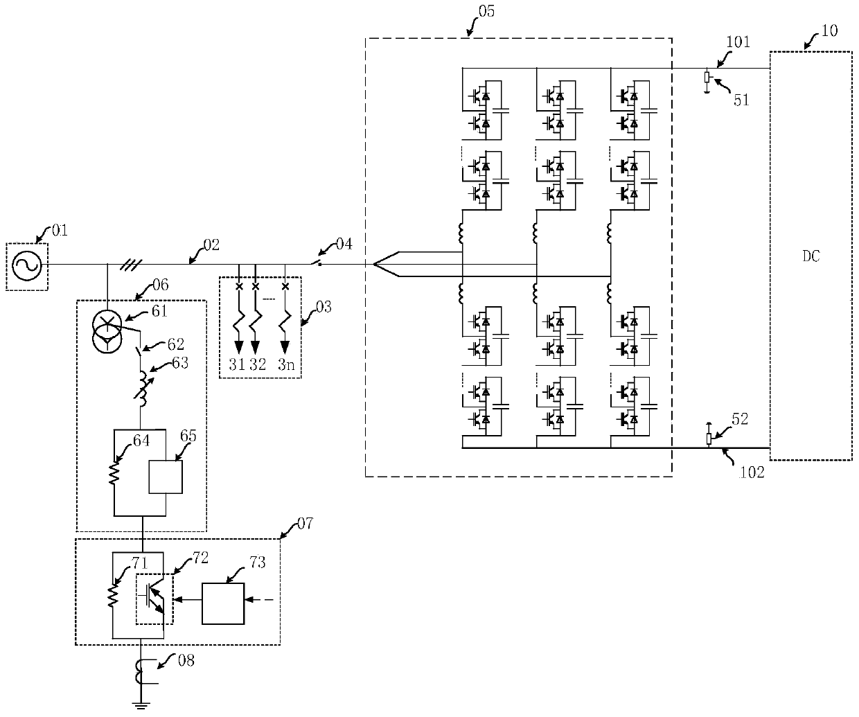 An AC-DC hybrid power system and DC side fault protection method